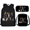 THKVSV Zaino per ragazze e ragazzi scuola elementare zaino per studenti elementari borsa con portapranzo borsa portamatite stampa cavallo, Cane nero., One Size, Zaino daypack