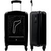 NoBoringSuitcases.com® Valigia Trolley Bagaglio a Mano Piccola Valigia da Viaggio con 4 Ruote - Pista - Formula 1 - Autodromo Nazionale Monza - Corse - Bianco e Nero - Valigia Cabina