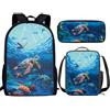 THKVSV Zaino per ragazze e ragazzi scuola elementare zaino per studenti elementari borsa con portapranzo borsa portamatite stampa cavallo, Tartaruga, One Size, Zaino daypack