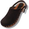 Handmade Sharon - Zoccoli in Legno Chiusi a Sandalo Donna con Tomaia in Pelle