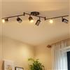 LVWIT Faretti LED da Soffitto Orientabili Nero,Faretto LED Interno con 6 Luci in Alluminio GU10, Rettangoli Base, Faretti da Soffitto Moderna Industriali per Barra, Salotto, Cucina (Senza Lampadina)