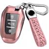 MEDZUK Custodia per chiave compatibile con Jeep Compass 2025-2026 2027 TPU per chiave auto con portachiavi, accessori di protezione guscio chiave (rosa)