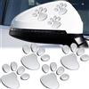 MINGZE 4 pezzi 3D PVC Cane Zampa Orma Auto Adesivo, Decorazione della Decalcomania dell'emblema Automatico Perfetto per La Decorazione del Corpo Cruscotti Piste Esterno Moto E Scooter (Argento)