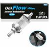 MAVURA Filtro carburante, universale, in vetro, cromato, benzina, diesel, universale, per auto, moto, alluminio, 8 mm