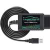 AMHTDOL OBD2 adattatore ELM327 USB Scanner con Chip originale FT232RL 18F25K80 V1.4, idoneo per lo Scanner diagnostico OBDII per motocicli Ducati OBDII per Fiat Ford VW, lavora con Windows 7