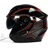 BHR Casco Jet Doppia Visiera 809 DOUBLE | Casco Scooter Omologato ECE | Casco Moto Jet con Doppia Visiera Antigraffio, 4 Punti di Ventilazione & Sgancio Micrometrico | NERO/ROSSO | XS