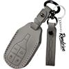 Rondrive Custodia portachiavi in pelle retrò adatta per Maserati Ghibli Quattroporte Levante 2014-2023 4 tasti accessori chiave auto, custodia portachiavi grigio