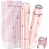 Generic Rasoio elettrico per donne, tagliacapelli impermeabile, rasoio per viso e gambe impeccabili, tagliacapelli per peli del corpo e rimozione dei peli del viso per ascelle, gambe, braccia, corpo (Rosa)