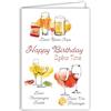 Afie 69-4502 Biglietto Happy Birthday Birre 'day Apero Time Team Birre Chips Champagne Toasts Vino Formaggi Cliché Francese Illustrazione Elegante French Touch - Con Busta, 12 x 17 cm - Made in Francese