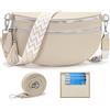 LANXINGLUO marsupio donna media borsa tracolla donna media borsetta Con scomparto per carte di credito e 2 spallacci Beige