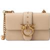 Pinko Love One Borsa a Tracolla in Pelle Beige, Chiusura con Patta, Divisorio con Cerniera, Tracolla Regolabile con Catena, 21 x 15 x 7 cm