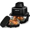 ADIVO Friggitrice ad Aria in Vetro 4L/1.5L,1500W Ciotola Visiva,Doppia Capacità,4 Modalità,Senza Olio & Nessun Rivestimento,Lavabile in Lavastoviglie,Portatile per Camping/Ufficio,Cucina Sana