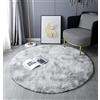 LYKEJI Tappeto Rotondo in Peluche per Soggiorno, Tappeto Rotondo per Ragazza Tappeto Rotondo Moderno in Peluche Comodo Tappeto Antiscivolo per Camera da Letto(120cm X 120cm, Tie-dye grigio chiaro)