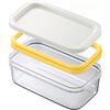 Jauhmui Contenitore per burro in plastica, con coperchio e taglierino, per tagliare facilmente la casa e la cucina, 16,5 x 9 cm (bianco)