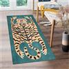 AUWUUA Tappeto boho Funky Tiger per soggiorno, 100 x 150 cm, verde, grande, motivo tigre in stile cartone animato, grazioso tappetino antiscivolo, per camera da letto, sala da pranzo, corridoio