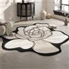 Generic Tappeto Bianco E Nero A Forma Di Fiore, Tappetino Adatto Agli Animali Domestici, Tappeto Per Camera Da Letto, Cucina, Sala Da Pranzo, Ufficio Domestico, Bagno(Floral E,90cmx90cm)