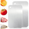 BMZXCH Tagliere Taglieri in Titanio Puro Acciaio Inox Alimentare Grande Bifacciale per Cucina, Tagliere Metallo Antigraffio Da Cucina Professionale Multifunzionale per Carne Verdura Panes (29x20cm, 25x15m)