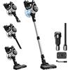 Powell Aspirapolvere Senza Fili 14000Pa, Aspirapolvere Portatile con Filtro HEPA, Scopa Elettrica Ricaricabile 2 Velocità, Contenitore 1,2L, Silver/Nero
