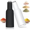 HAITRAL Set macina sale e pepe elettrico a gravità, 2 pezzi in ceramica elettrica, funzionamento a batteria, funzionamento automatico con una sola mano, grana regolabile, bianco e nero