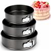 Retoo Set di piccoli stampi rotondi per torte, rotondi, piccoli, rotondi, per torte, rotondi, a prova di perdite, colore nero, antiaderente, 3 pezzi