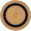 LaVelahome Tappeto Rotondo in Juta Naturale 100%, Intrecciato e Stile Boho Nordico per Soggiorno Camera Ingresso Patio Veranda (Black&White, cm_110_diamentro)