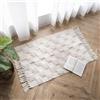 JaeMoose Tappeto in Cotone Trapuntato Lavabile Tappeto in Cotone Retro per Ingresso con Nappe Stile Marocchino Boho per Soggiorno Camera da Letto Porta d'ingresso (Beige Scacchiera, 60 x 90 cm)