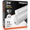 Eurocali LED Sottopensile 30cm Raccordabile T5 6W Bianco Caldo 3000K 660 lumen - Pacco da 2 reglette