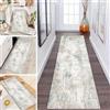 LUMIPAP Tappeto a passatoia per cucina e corridoio, antiscivolo, lavabile, tappetino per camera da letto, per corridoio, lavanderia, 80 x 380 cm, stile turco, blu e grigio