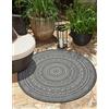 the carpet Mistra Tappeto robusto per esterni, moderno, resistente alle intemperie e ai raggi UV, terrazza e giardino d'inverno, ma adatto anche per la cucina, tessuto piatto, mandala, antracite,