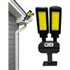 Generico Lampada da parete solare, lampioni solari a LED | Lampione a induzione del corpo umano - Lampione da giardino a LED con angolo di testa regolabile per cortile, patio, giardino, garage, terrazza, porti