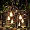 XUEMANSHOP Lampada a sospensione, E27, in stile retrò, lampadario a sospensione in metallo, 6 ruote, per soggiorno, lampada a sospensione, senza lampadina, bronzo