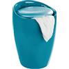 Wenko 20625100 Sgabello da bagno Candy Petrol con sacco portabiancheria estraibile, diametro 36 x 50.5 cm, Petrolio