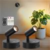 TaoFiaCo Faretti LED Ricaricabili da Parete per Interni Nero 2 Pezzi - Lampada da parete USB con Telecomando 3 Colori - Faretto LED Wireless per Illuminazione di Quadri Piante Camera da Letto