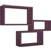 Modularredo Trittico Mensole da Parete, Legno, Viola Melanzana, 15.5x45x27 cm