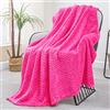 Exclusivo Mezcla Coperta in Pile, Leggero, Reversibile, Morbido, 130x170 cm | per Divano, Letto e l'Aperto, Copriletto Multi-Uso, Jacquard a Chevron, Tutte le Stagioni, Rosa Forte