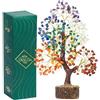 Crocon Albero della vita in cristallo curativo con tronco naturale, 7 chakra, pietra preziosa per buona fortuna, energia positiva, guarigione Reiki e decorazione per ufficio, donne,