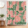BREASOME Tenda Doccia Antimuffa Floreale Astratta 180 x 180 cm Tenda da Doccia Fiori Rosa Viola e Foglie Verde Tende Vasca da Bagno Impermeabile Lavabile Tessuto in Poliestere con 12 Ganci
