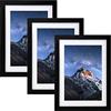 Joyshare Cornice A4 portafoto con passepartout in legno MDF, colore naturale moderno,con vetro acrilico,cornice per ritratti,cornice intercambiabile (Classico, Nero, A4: 21 x 29.7 cm (Set di 3))