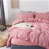 Morbuy Set di Biancheria da Letto 4 Pezzi - Plaid Stampa Set Copripiumino in Microfibra con 1 Lenzuola Piane e 2 Federe per Letto Singolo Matrimoniale King (Rosso,180x220cm /1.8M)