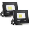 YIQIBRO Faretto LED da Esterno 10W, 2 Pezzi 1000LM Super Luminoso Faro LED 6500K Blanc Fredda, Impermeabile IP65 Faretti per Giardino, Terrazza, Cortile, Vialetto, Patio
