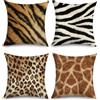 Joymaison Federe per Cuscini Divano 45x45 set di 4 Stampa Animalier Federa Copri Cuscino Astratta Motivi Pelliccia Zebra Leopardo Federe Confezione Copricuscini Quadrati per Camera da Letto Divano