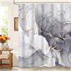 Kzzfqxb 90x183cm Tende da Doccia con Ganci in Plastica, Impermeabile Occluso Grigio Marmo Texture Linee Curve Oro Fluente Fumo Arte Modello, Tessuto in Poliestere per Vasca da Bagno