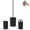 Inbagno Set Accessori Bagno Moderni 3 Pezzi Linea Gummy - In Gomma Termoplastica Nero - Dispenser, Portaspazzolino E Portascopino - Flessibile E Antiurto