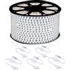 081 Store - Striscia LED 20 Metri Luce Bianca Fredda + 5 Spine, 220V, 60 LED/m - Strip Impermeabile Con Spina, Luci Da Soffitto, Cucina, Armadio, TV, Gaming