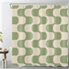 LB Moderno Tenda Doccia 180x200cm Strisce verdi su beige vintage Tende da Bagno con Ganci,Astrattismo Extra Lungo Impermeabile Antimuffa Poliestere Casa Decorazione