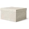 ilo - Scatola per Armadio Rigida con Coperchio cm 45x40 H.25 - Contenitore Portaoggetti Decorativo - Rivestimento Texture Materica Effetto Cemento Grigio Chiaro - Riciclabile e Prodotto in Italia