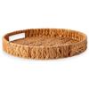 KORAT Vassoio Rotondo in Giacinto d'Acqua Naturale Intrecciato a Mano, Porta Frutta e Centrotavola Decorativo Resistente Ø 38 x H. 5 cm