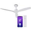 KLARSTEIN Santa Elena Smart - Ventilatore da Soffitto, 52, 6 velocità, Telecomando, Controllo con App, Silenzioso: 45 Db, Estate & Inverno, 10260 m³/Ora, Design Moderno, Bianco