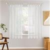 MIULEE Tende Bianca Trasparente Tenda per Interni Voile Trasparenti Camera da Letto Adatte Con Anelli Soggiorno Moderne Eleganti 2 Pezzi 140 x 200 CM