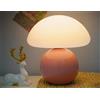 EUG-PRODUCTS Lampada da tavolo a LED dimmerabile per soggiorno, comodino, camera da letto, lampada da comodino a forma di fungo, base in ceramica, piccola luce notturna in vetro (rosa)